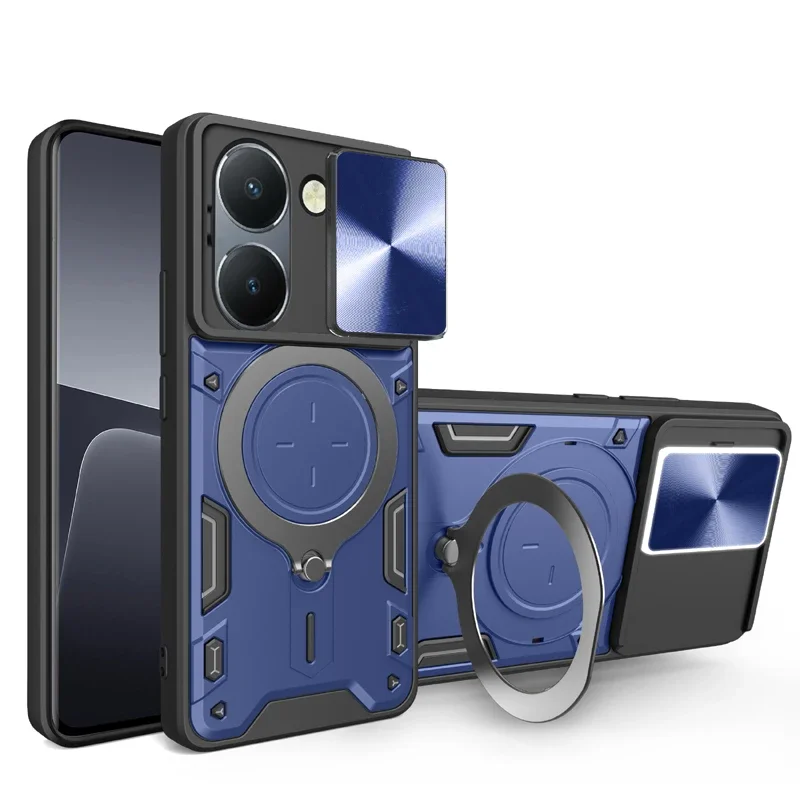 Vivo Y28 - Schutzhüllen mit Kameraschutz und Magnetringhalterung für