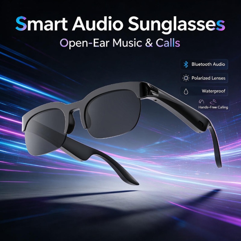 Smart Glasses Lens - Smarte Audio-Sonnenbrille mit Open-Ear-Bluetooth-Technologie, polarisierten Gläsern,
