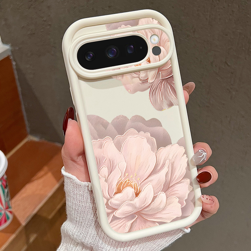 Google Pixel 9 Pro - Rosa Blumenmuster Weiche TPU-Handyhülle für Google